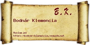 Bodnár Klemencia névjegykártya